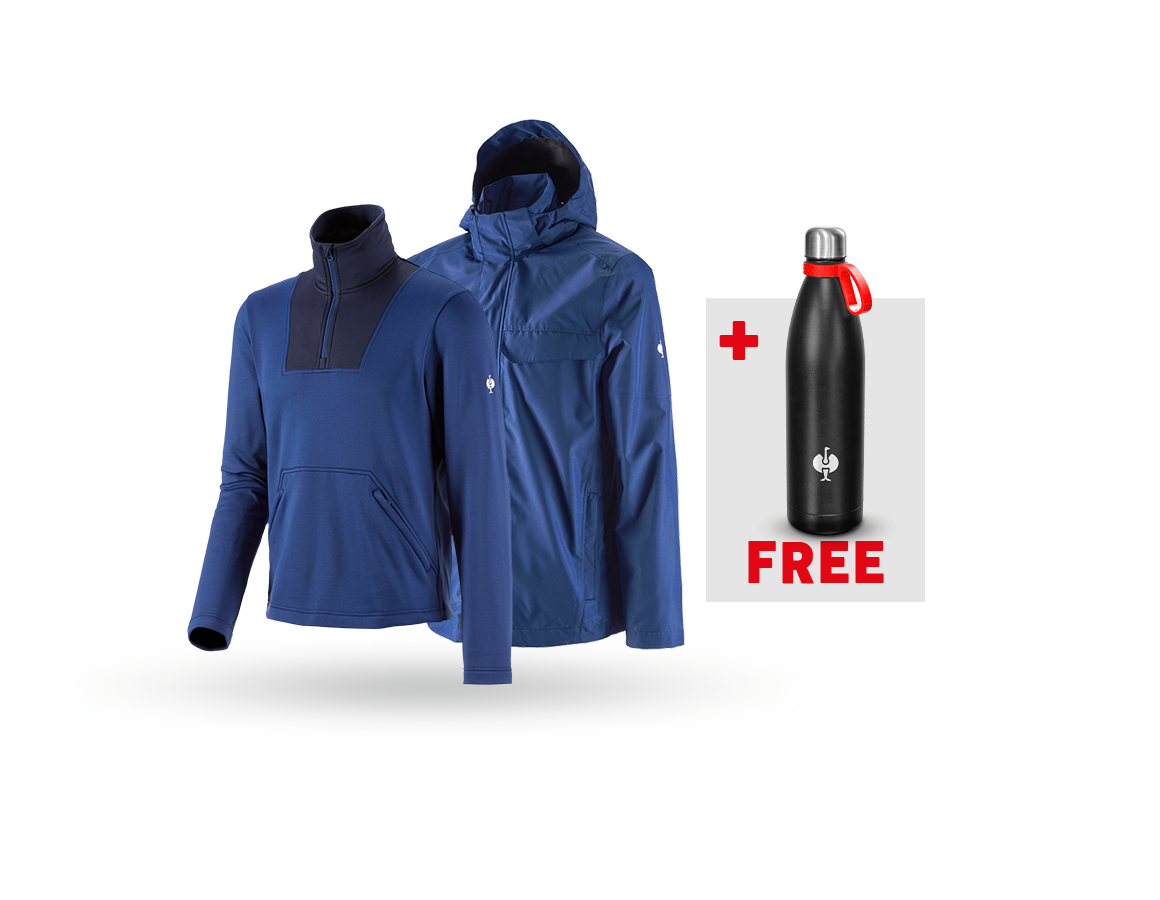 Clothing: SET: Rain jacket + Functional-troyer e.s.concrete + alkaliblue