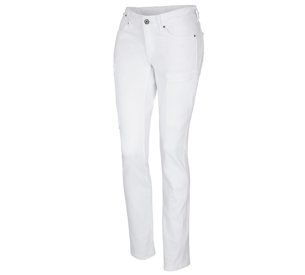 Work Trousers: e.s. 7-pocket jeans, ladies' + white