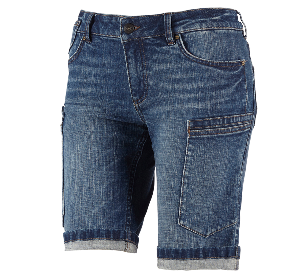 Arbetsbyxor: e.s. 7-ficksjeans shorts, dam + stonewashed