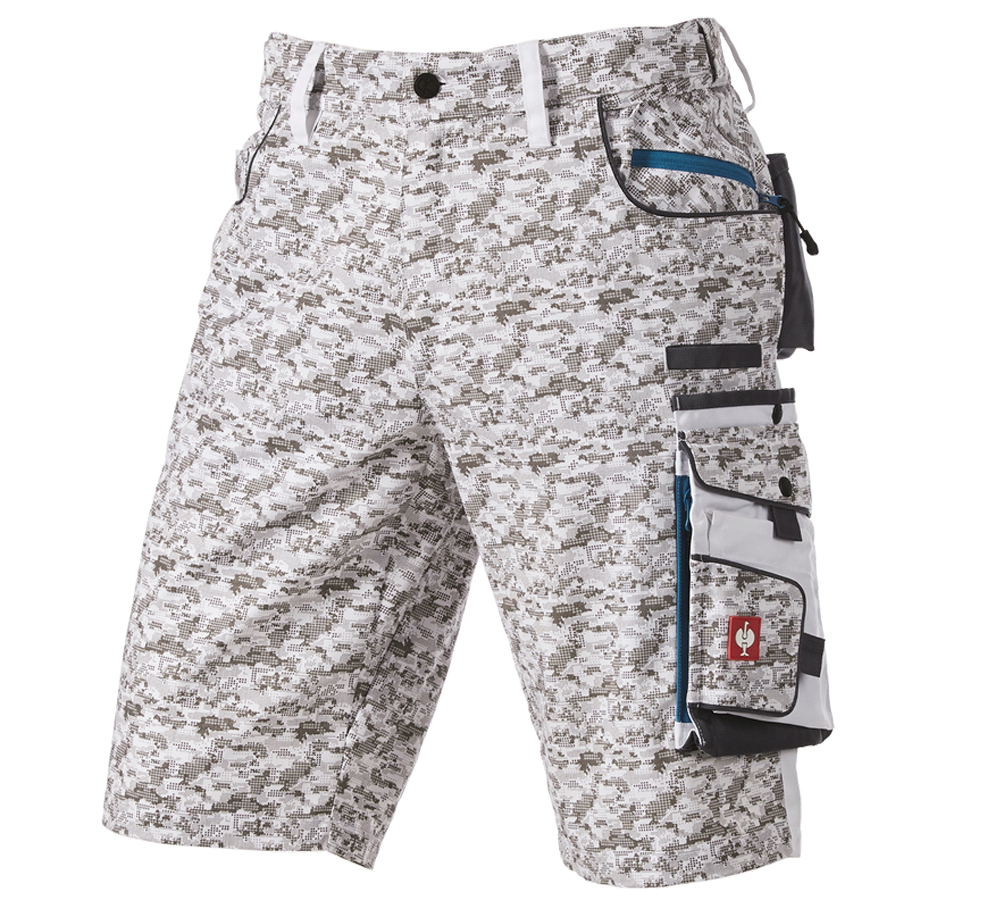 Arbetsbyxor: e.s. shorts Pixel + vit/grå/petrol