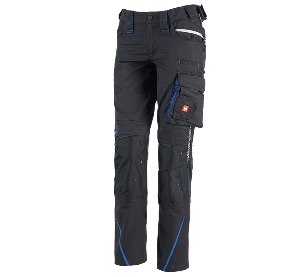 Work Trousers: Ladies' trousers e.s.motion 2020 winter + graphite/gentianblue