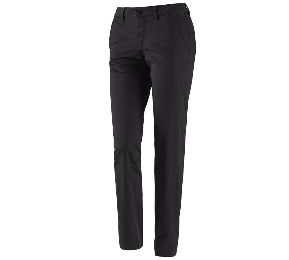 Work Trousers: e.s. 5-pocket work trousers Chino, ladies' + black