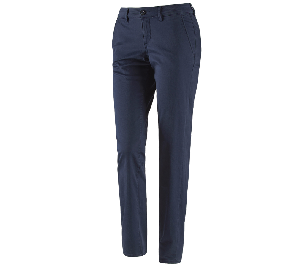 Work Trousers: e.s. 5-pocket work trousers Chino, ladies` + navy