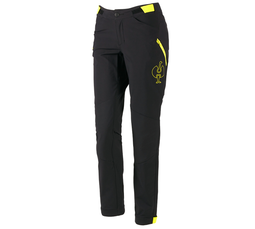 Clothing: Functional trousers e.s.trail, ladies' + black/acid yellow