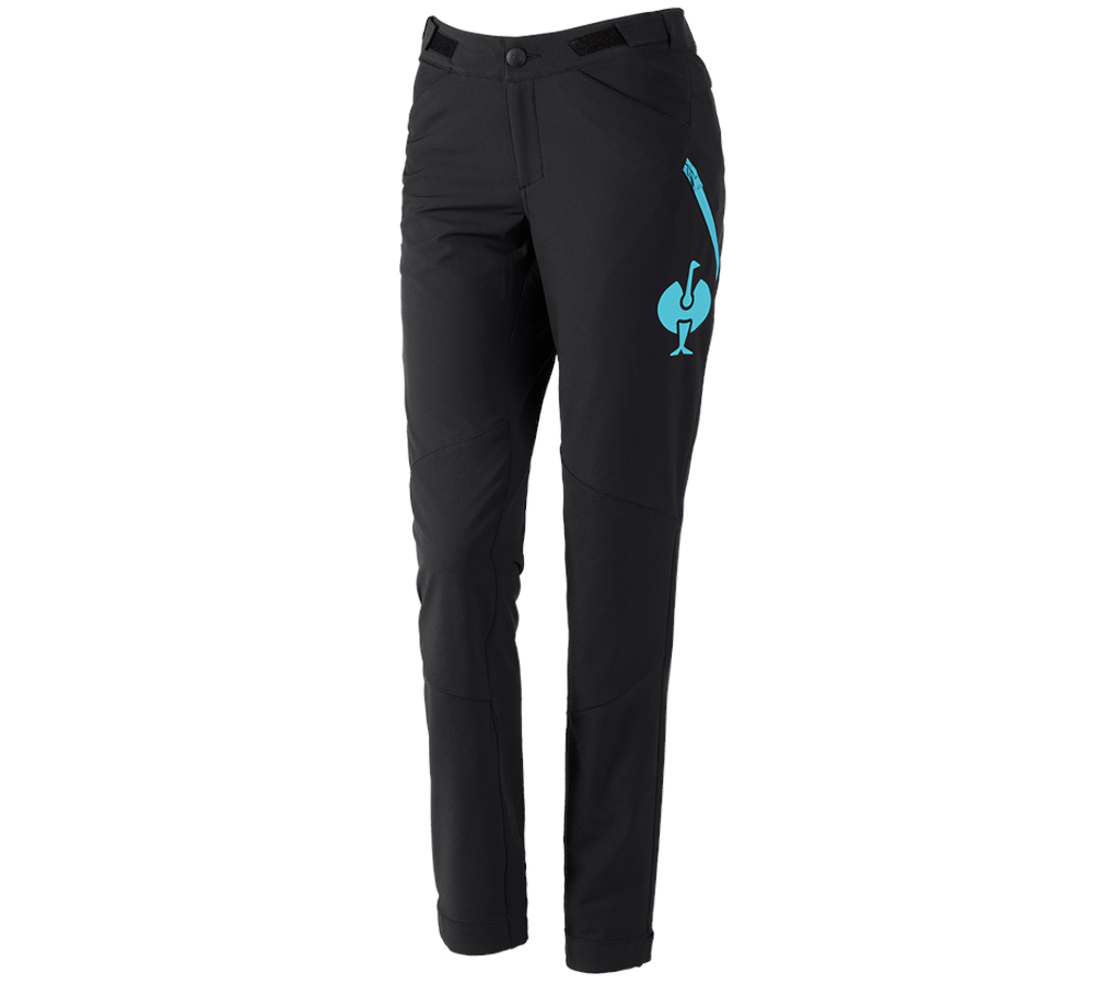 Work Trousers: Functional trousers e.s.trail, ladies' + black/lapisturquoise