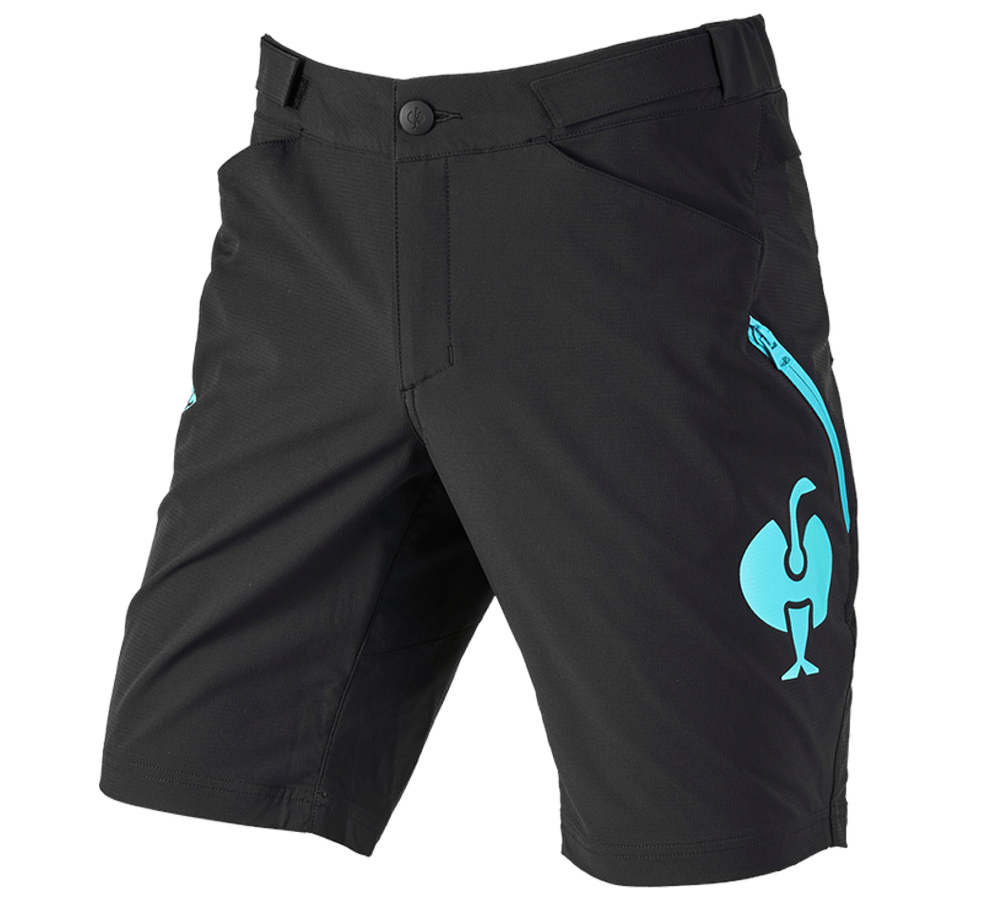 Work Trousers: Functional short e.s.trail + black/lapisturquoise