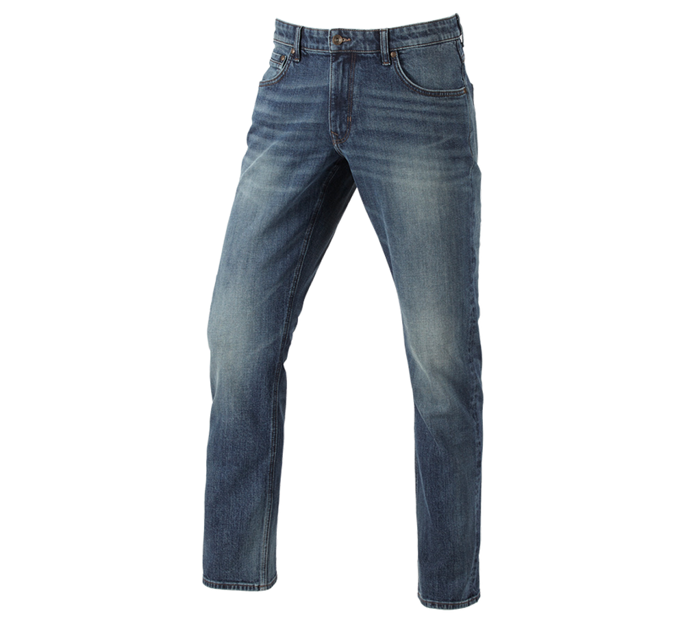 Work Trousers: e.s. 5-pocket stretch jeans with ruler pocket + mediumwashed
