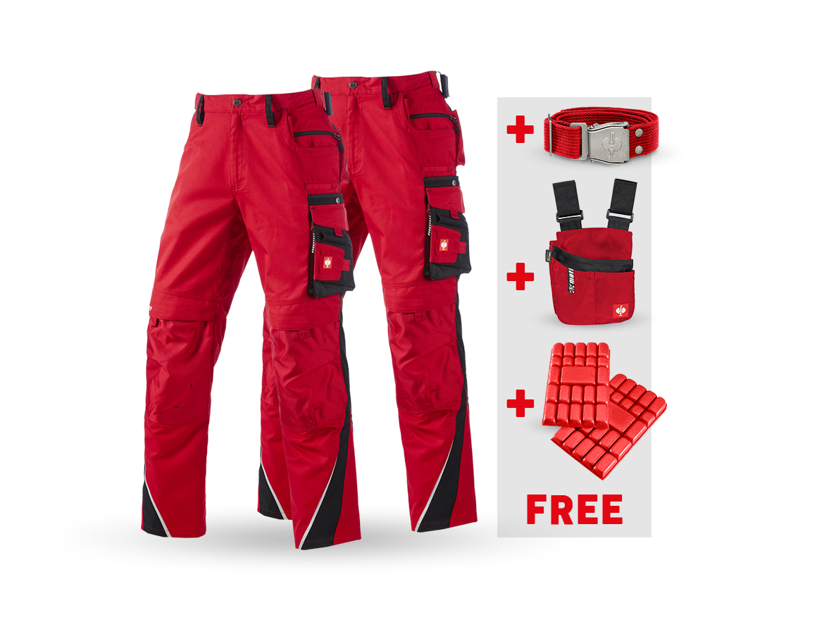 Clothing: SET: Trousers + Winter trousers e.s.motion + red/black