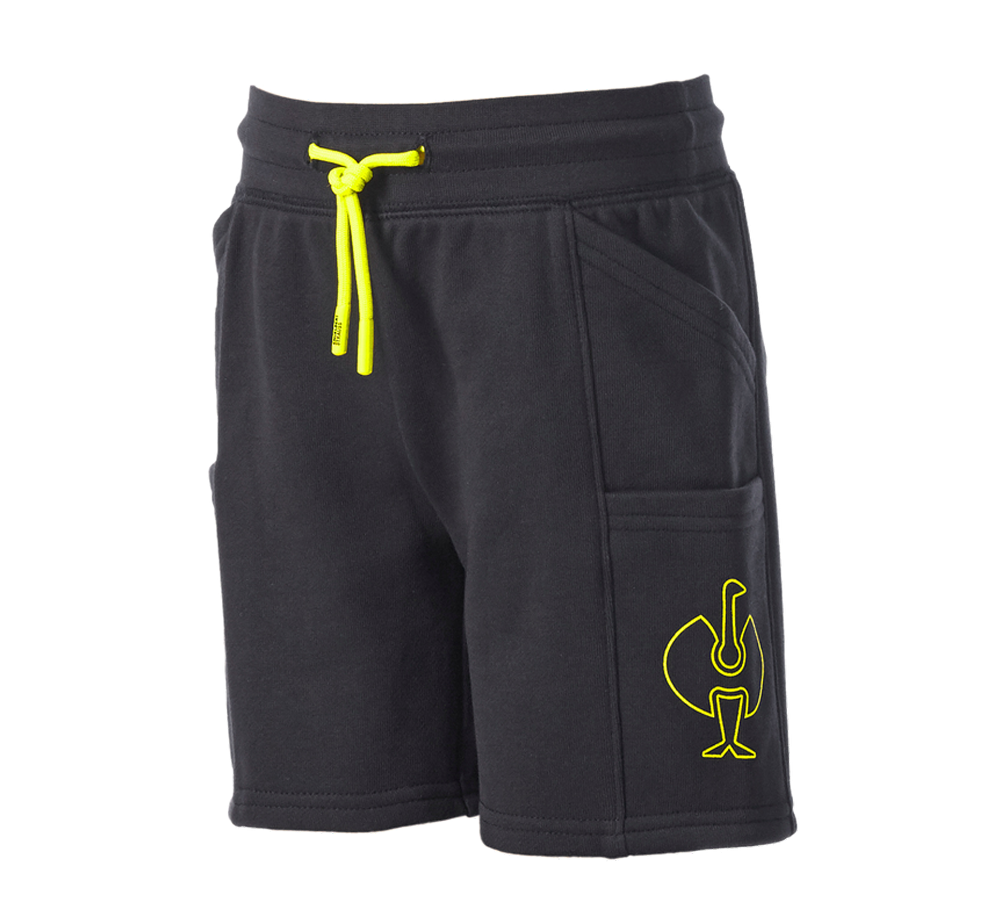 Shorts: Sweatshort light e.s.trail, barn + svart/acidgul