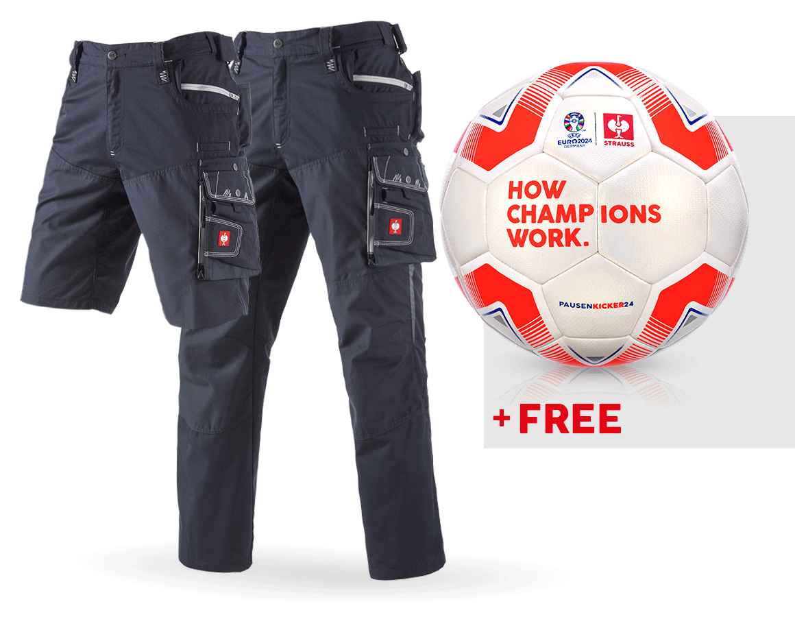Clothing: SET: Trousers e.s.motion summer+shorts+football + sapphire/cement