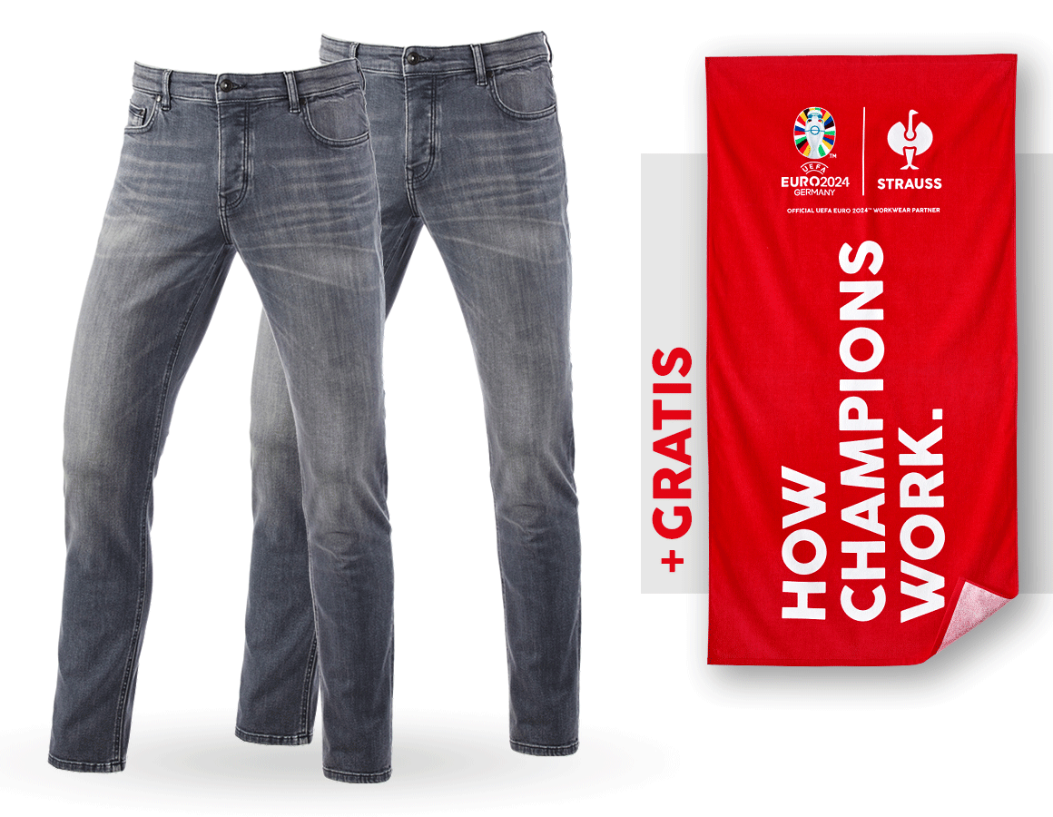 Samarbeten: SET: 2x e.s. 5-pocket-stretch- jeans,slim+badlakan + graphitewashed