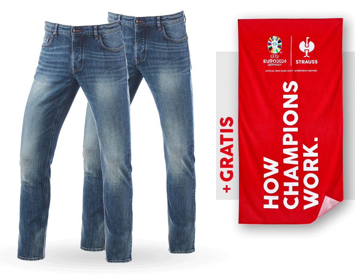 Samarbeten: SET: 2x e.s. 5-pocket-stretch- jeans,slim+badlakan + mediumwashed