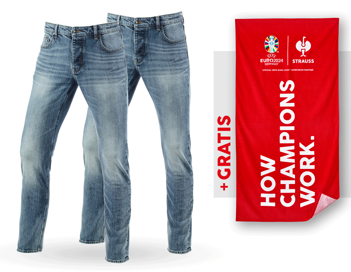 Kläder: SET: 2x e.s. 5-pocket-stretch- jeans,slim+badlakan + stonewashed