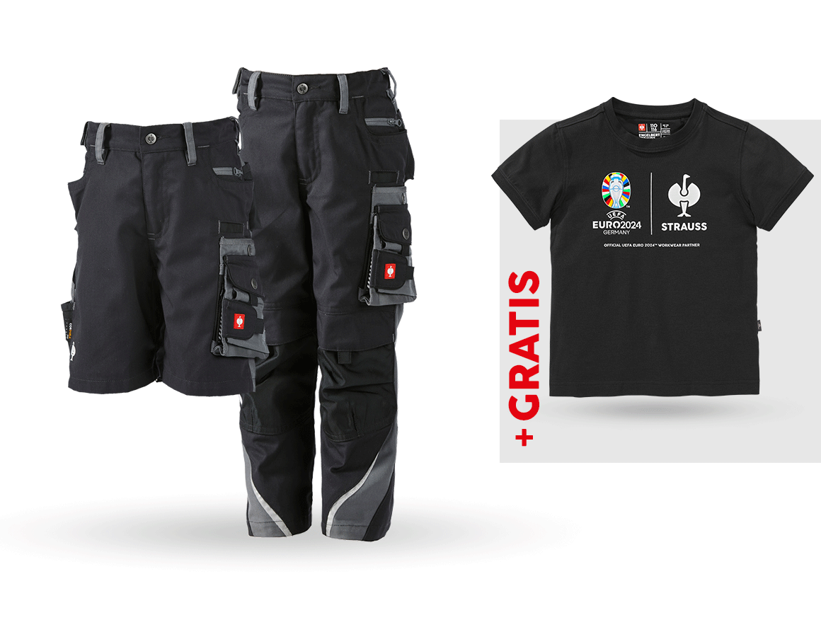 Kläder: SET:Midjebyxa e.s.motion + shorts + shirt, barn + grafit/cement