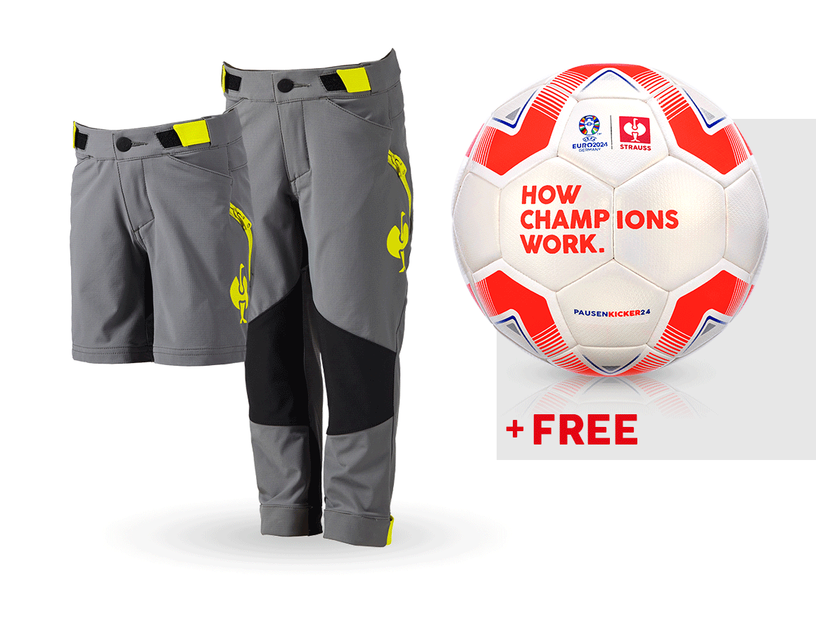 Collaborations: SET: Kid's Func.trousers e.s.trail+shorts+football + basaltgrey/acid yellow