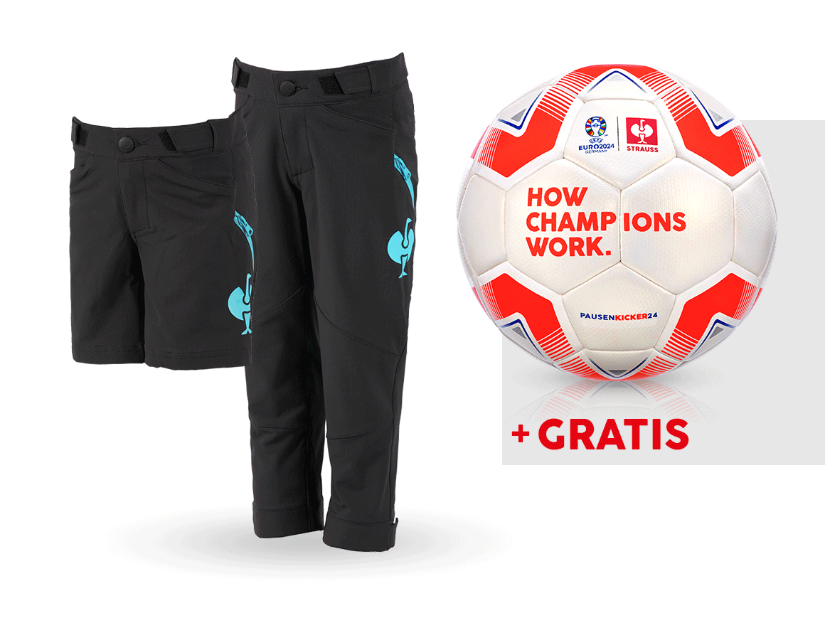 Samarbeten: SET: Funktionsbyxa e.s.trail+ shorts+fotboll, barn + svart/lapisturkos