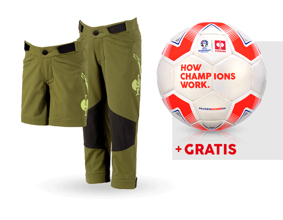 Samarbeten: SET: Funktionsbyxa e.s.trail+ shorts+fotboll, barn + enegrön/limegrön