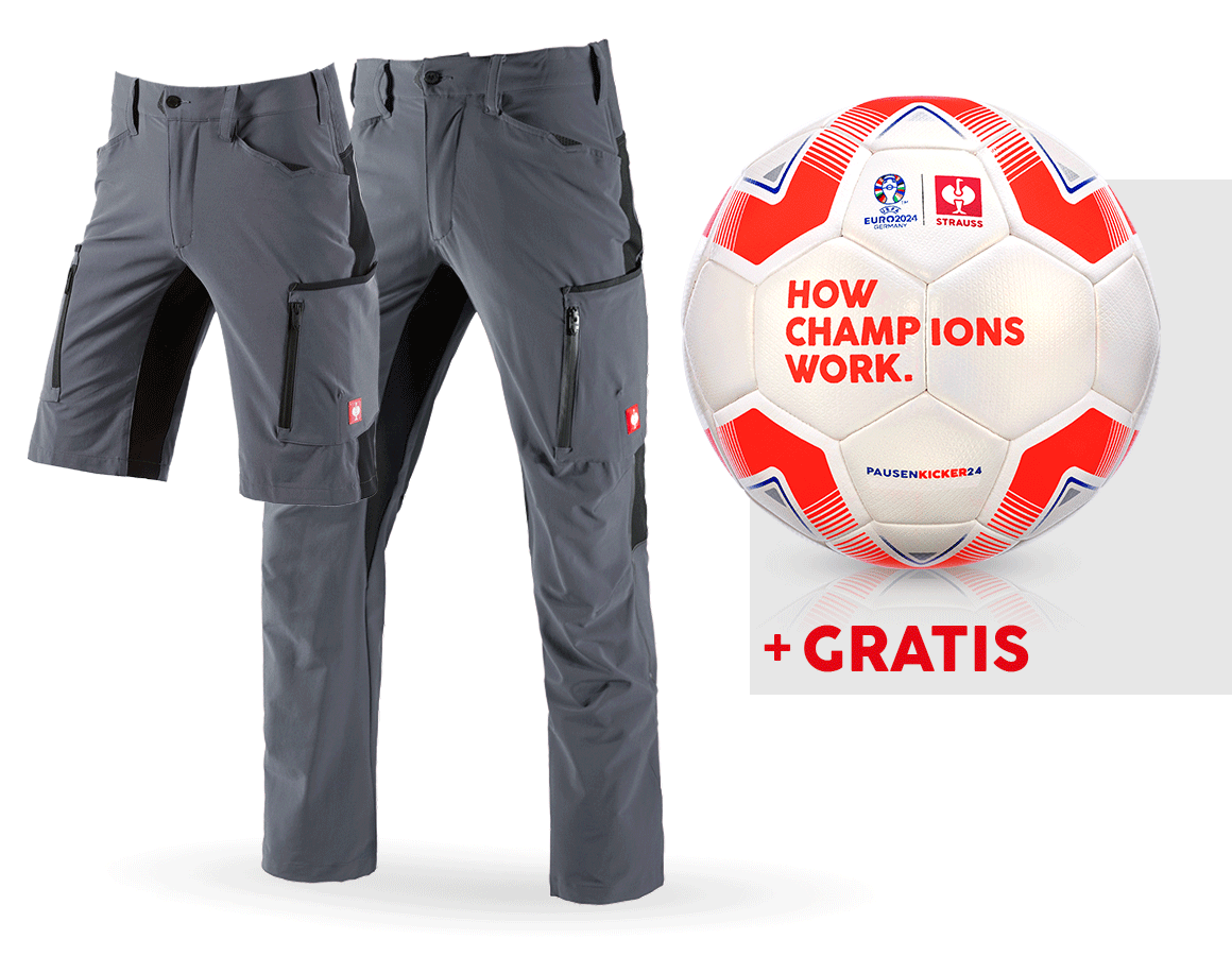 Kläder: SET: Cargobyxa e.s.vision stretch+shorts+fotboll + grå/svart