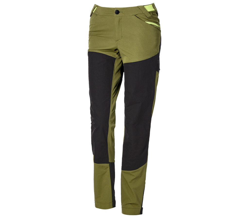 Work Trousers: Hybrid functional trousers e.s.trail, ladies' + junipergreen/limegreen