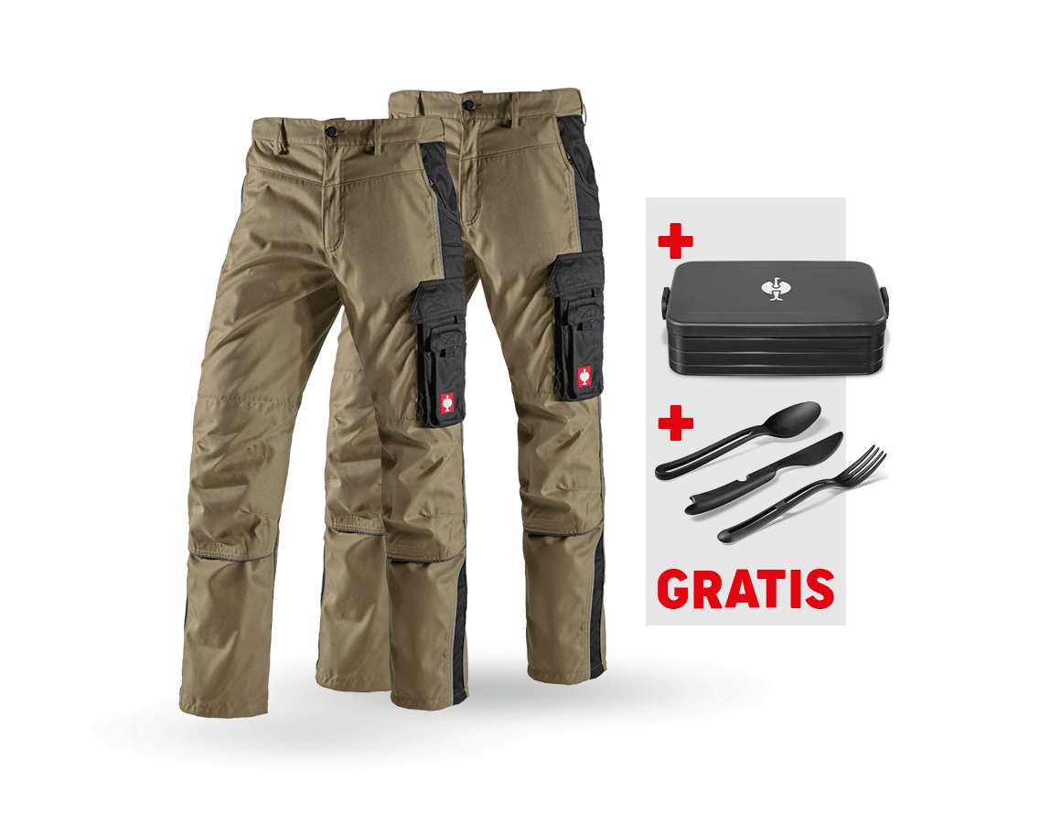 Kläder: SET: 2x Midjebyxa e.s.active + khaki/svart