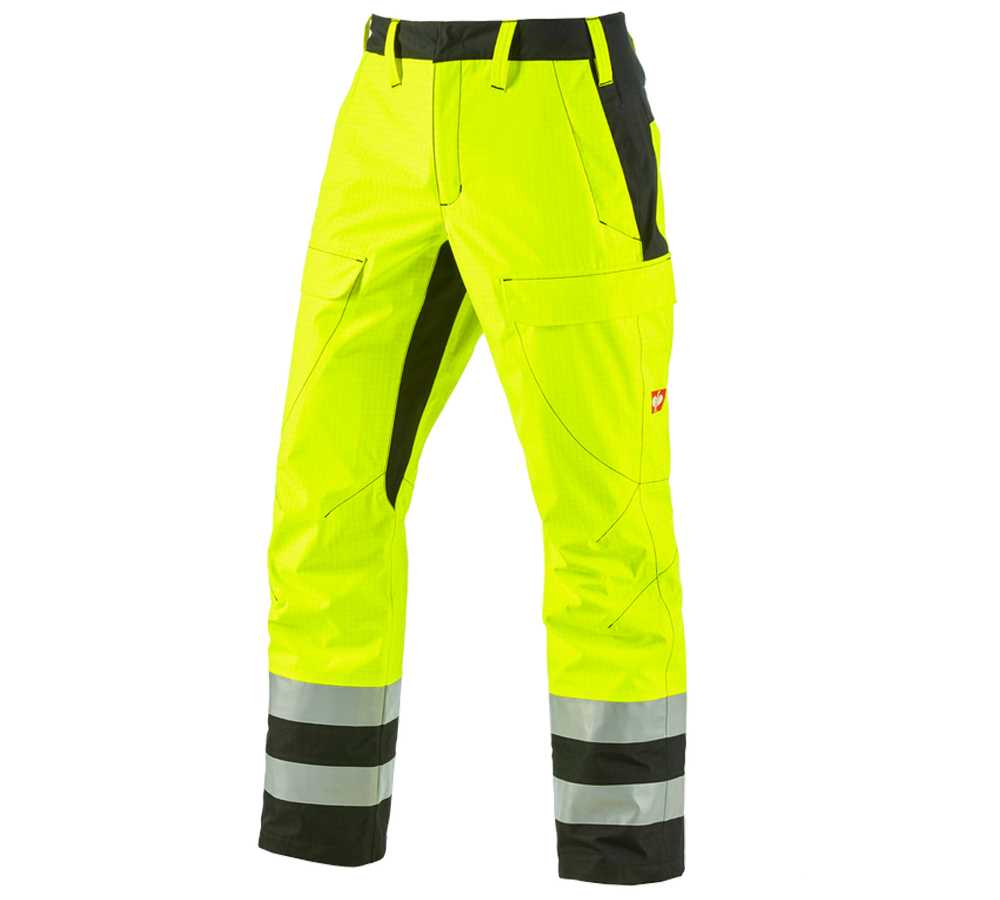 Work Trousers: e.s. Weatherproof trousers multinorm high-vis + high-vis yellow/black