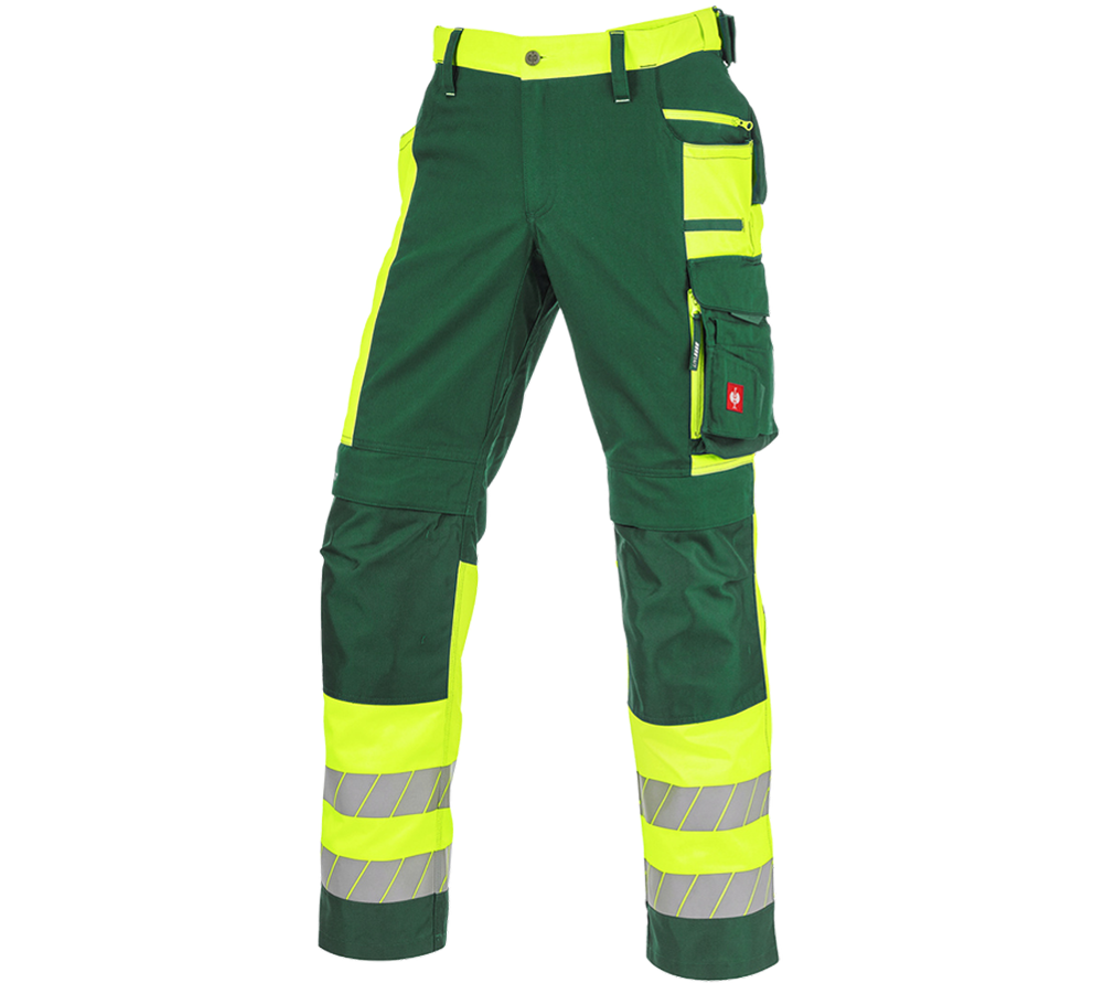 Clothing: High-vis trousers e.s.motion 24/7 + green/high-vis yellow