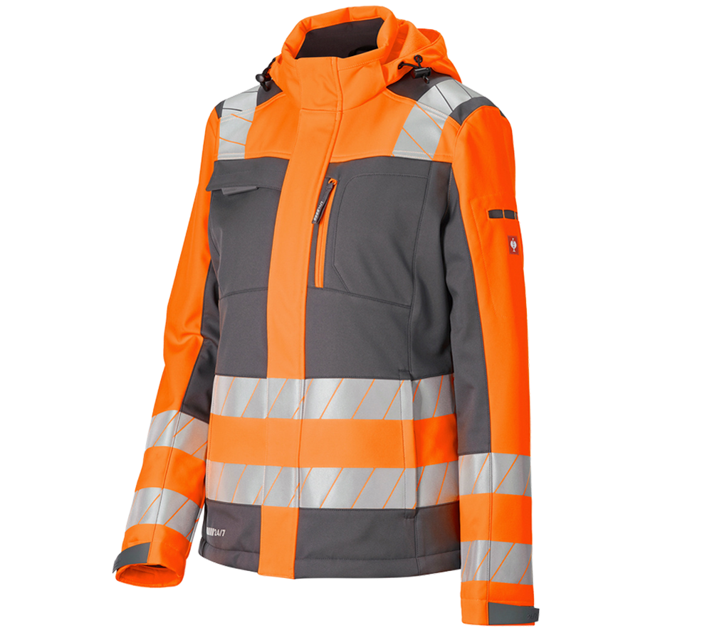 Work Jackets: High-vis winter soft. jacket e.s.motion 24/7,lad. + anthracite/high-vis orange