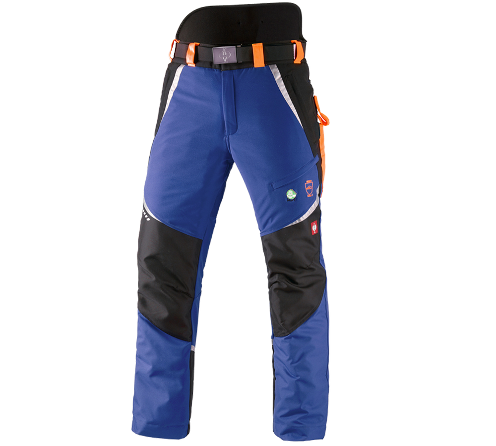 Gardening / Forestry / Farming: e.s. Forestry cut protection trousers, KWF + royal/high-vis orange
