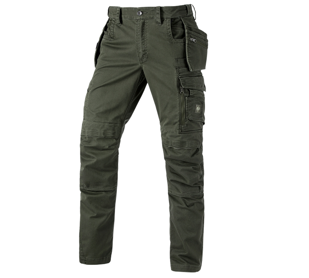 Work Trousers: Trousers e.s.motion ten tool-pouch + disguisegreen