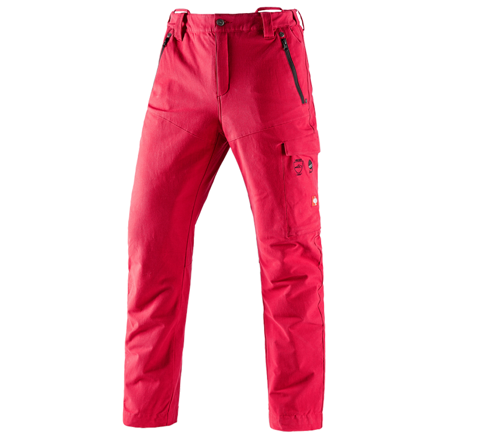 Gardening / Forestry / Farming: Forestry cut protection trousers e.s.cotton touch + fiery red