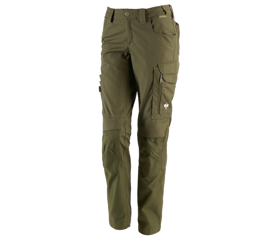 Topics: Trousers e.s.concrete solid, ladies' + mudgreen