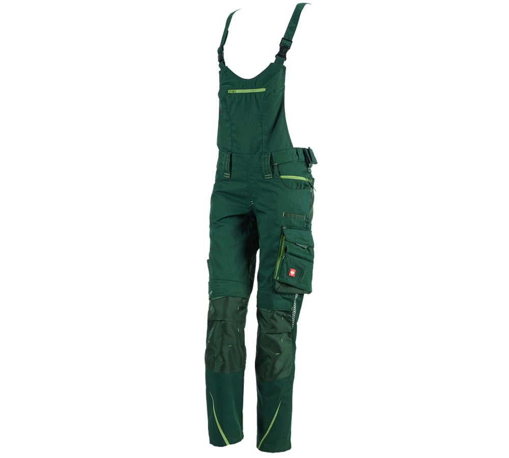 Work Trousers: Ladies' bib & brace e.s.motion 2020 + green/seagreen