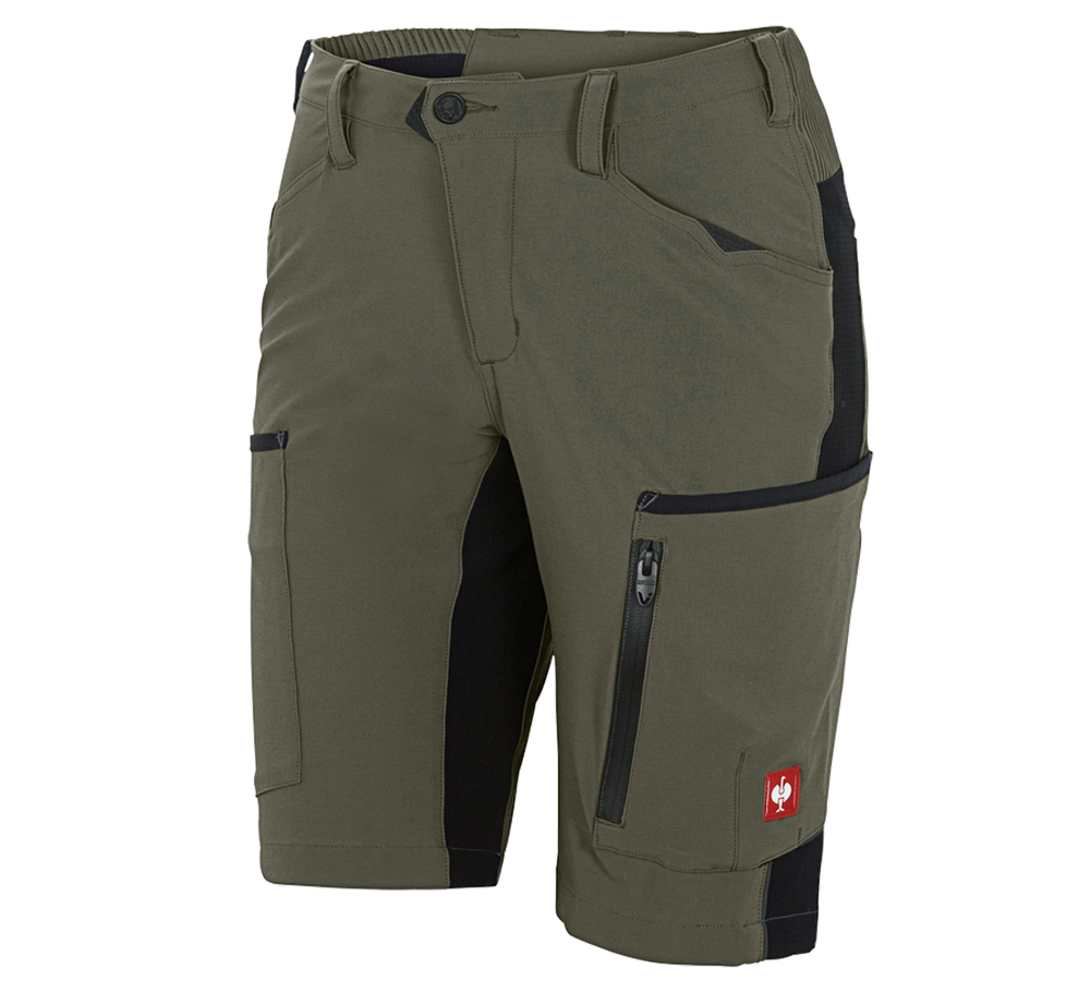 Work Trousers: Shorts e.s.vision stretch, ladies' + moss/black