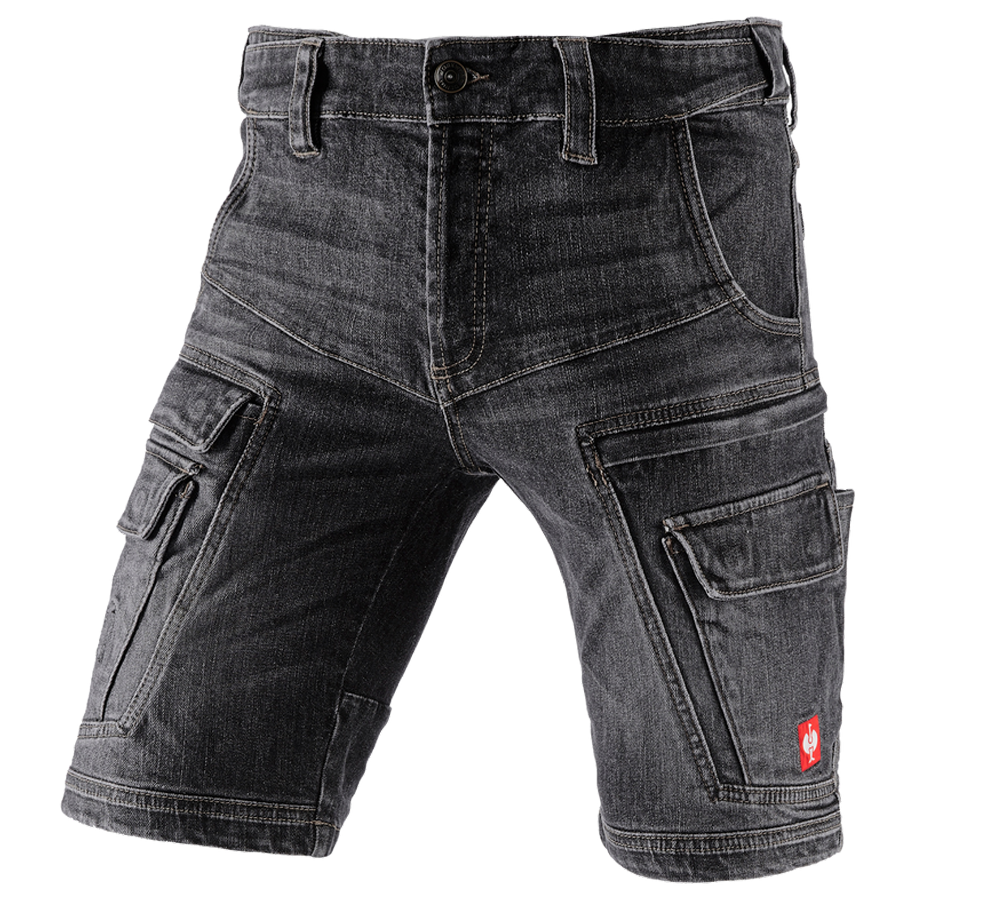 Teman: e.s. Cargo worker-jeans-shorts POWERdenim + blackwashed