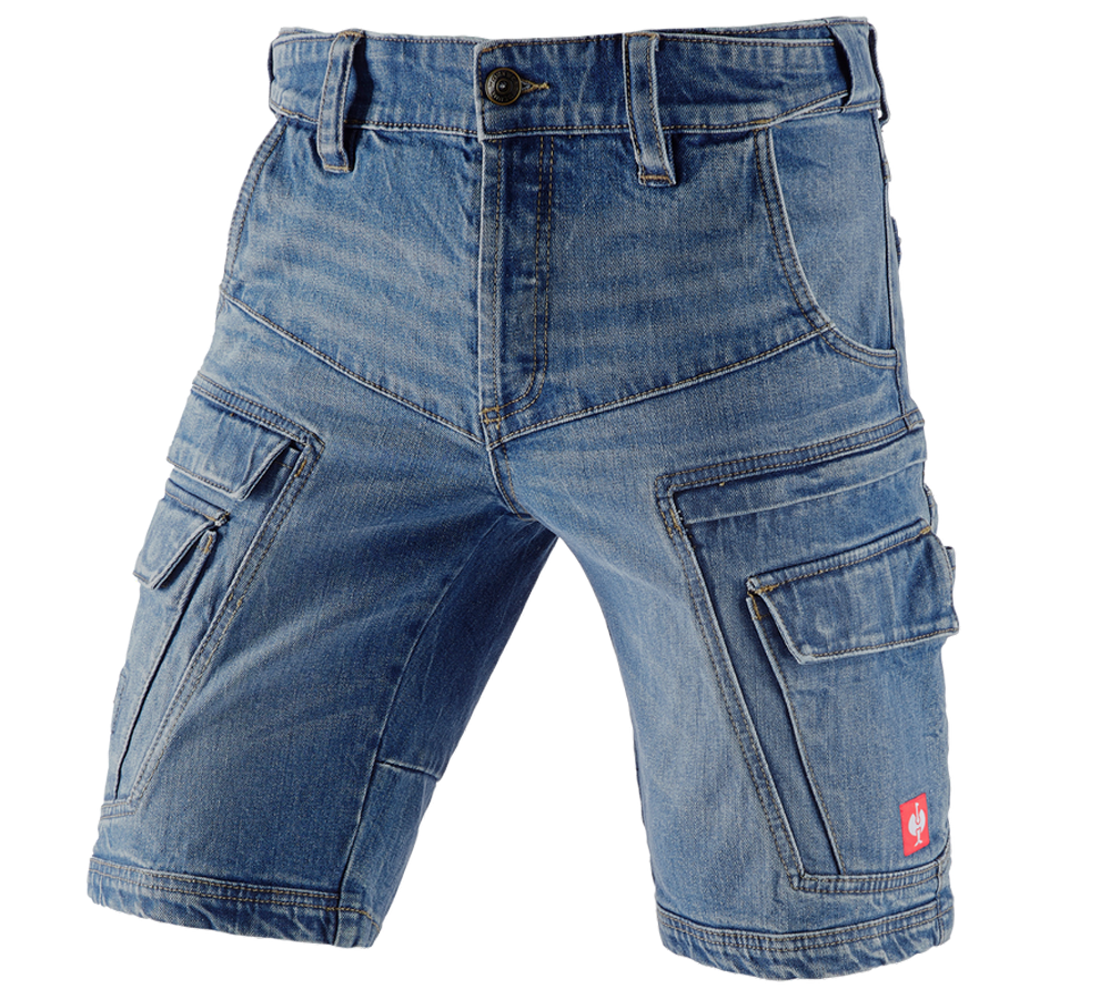 Arbetsbyxor: e.s. Cargo worker-jeans-shorts POWERdenim + stonewashed
