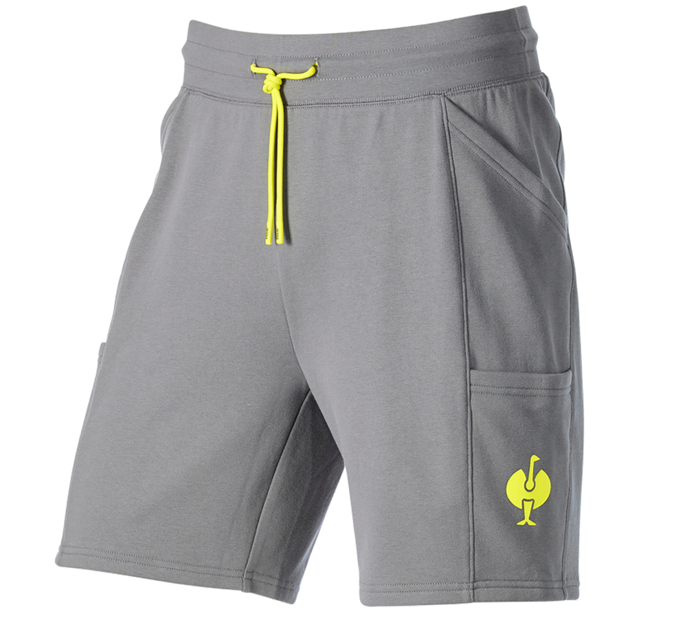 Work Trousers: Sweat short light e.s.trail + basaltgrey/acid yellow