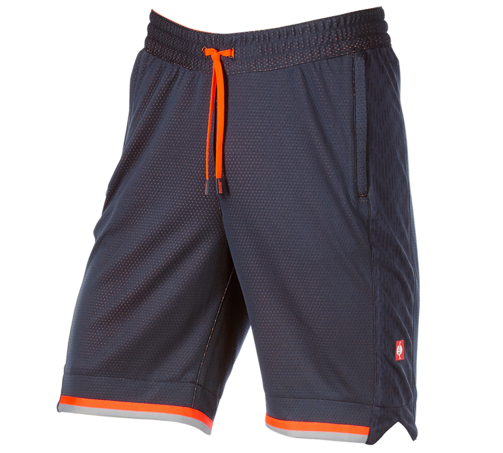 Work Trousers: Functional shorts e.s.ambition + navy/high-vis orange