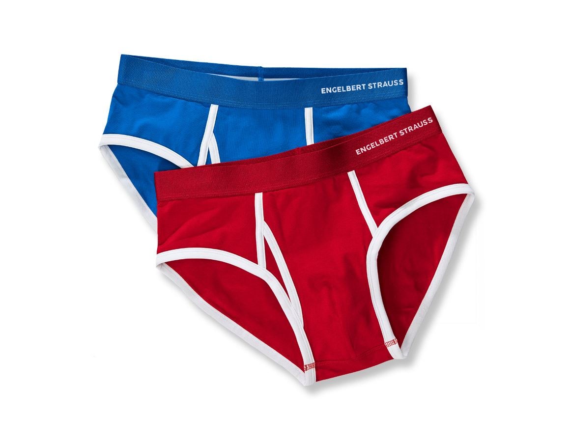 Underkläder |  Underställ: e.s. cotton stretch kalsong Colour, 2-pack + gentianablå+eldröd