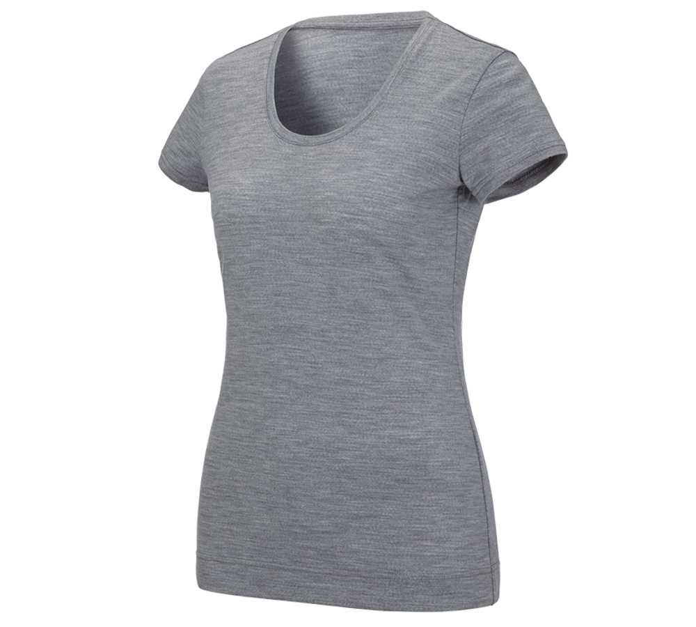 Överdelar: e.s. T-Shirt Merino light, dam + gråmelerad