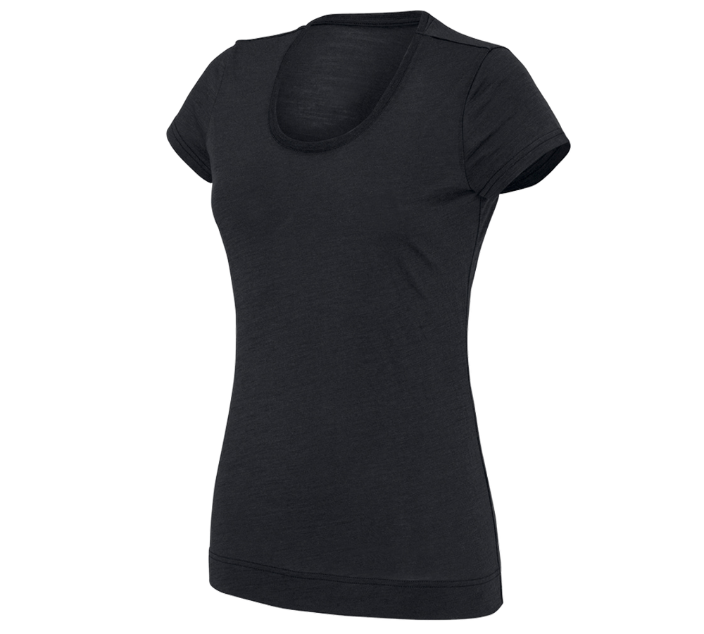 Överdelar: e.s. T-Shirt Merino light, dam + svart