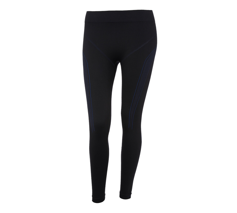 Thermal Underwear: e.s. functional long-pants seamless - warm,ladies' + black/gentian blue