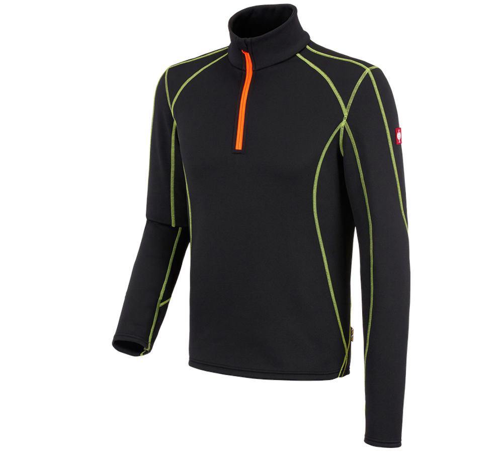 Shirts, Pullover & more: Functional-Troyer thermo stretch e.s.motion 2020 + black/high-vis yellow/high-vis orange