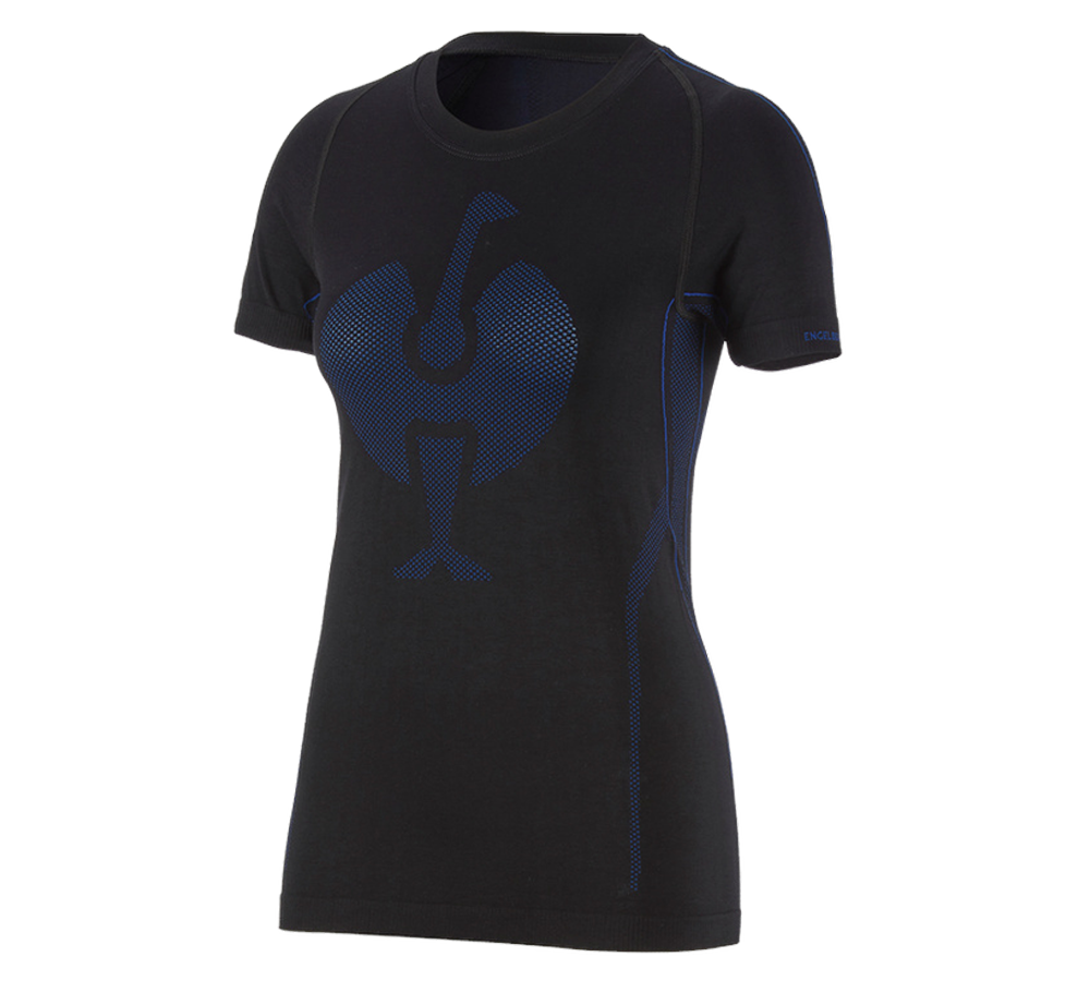 Termounderkläder: e.s. t-shirt seamless - warm, dam + svart/gentianablå