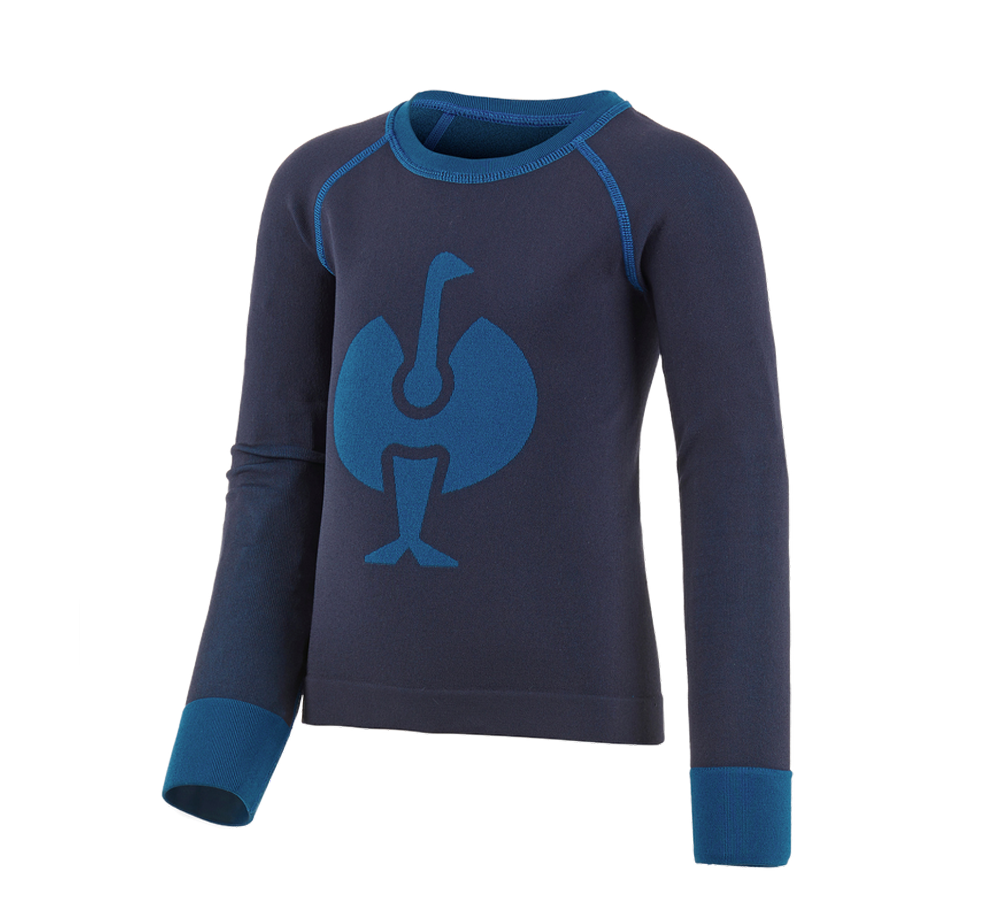 Termounderkläder: e.s. långärmad topp seamless - warm, barn + mörkblå