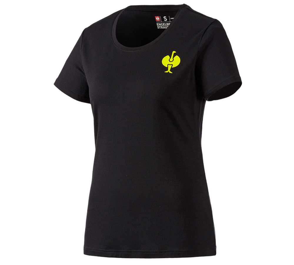 Clothing: T-Shirt Merino e.s.trail, ladies' + black/acid yellow