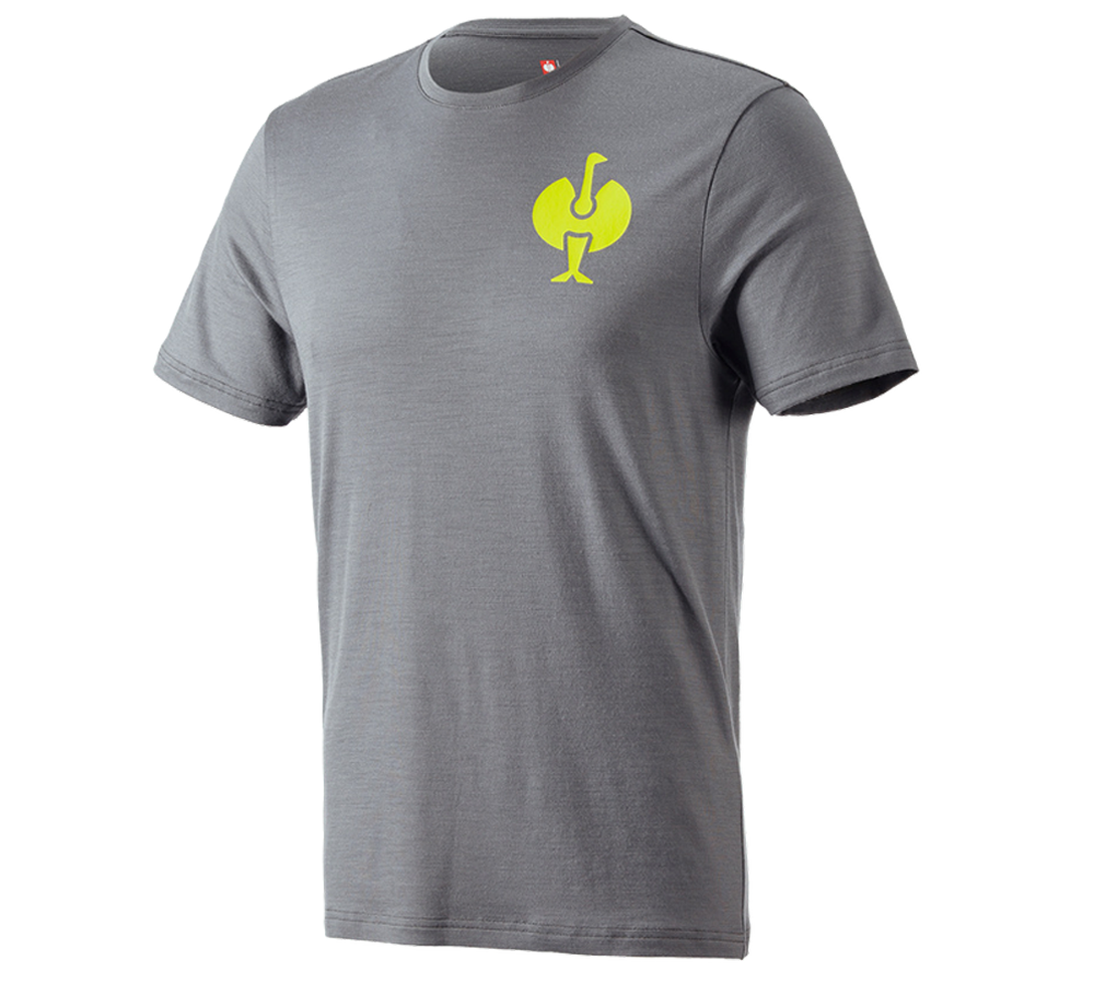 Överdelar: T-Shirt Merino e.s.trail + basaltgrå/acidgul