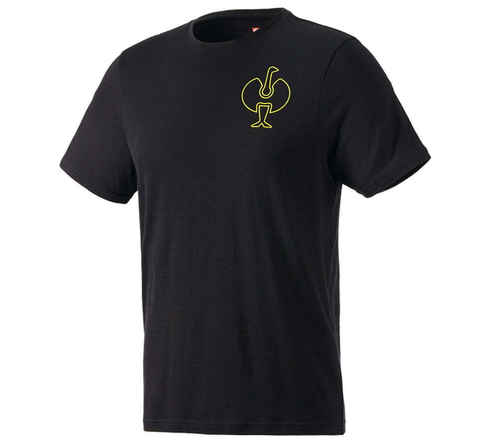Överdelar: T-Shirt Merino e.s.trail + svart/acidgul