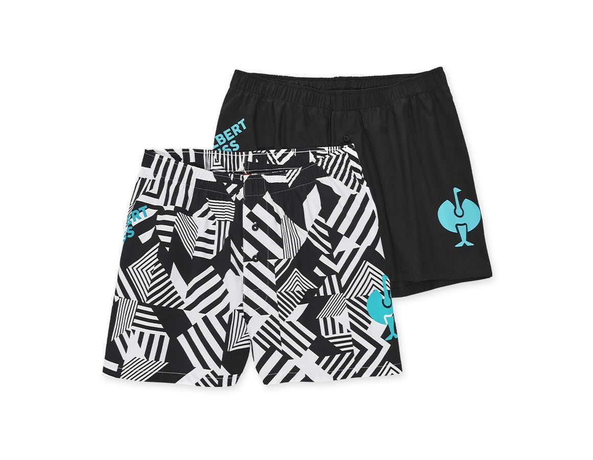 Underkläder |  Underställ: Boxer shorts cotton stretch e.s.trail, 2-pack + svart/lapisturkos+svart/vit/lapisturkos