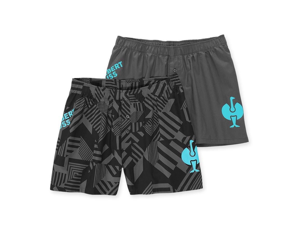 Topics: Boxer shorts cotton stretch e.s.trail, pack of 2 + anthracite/lapisturquoise+black/anthracite/lapisturquoise