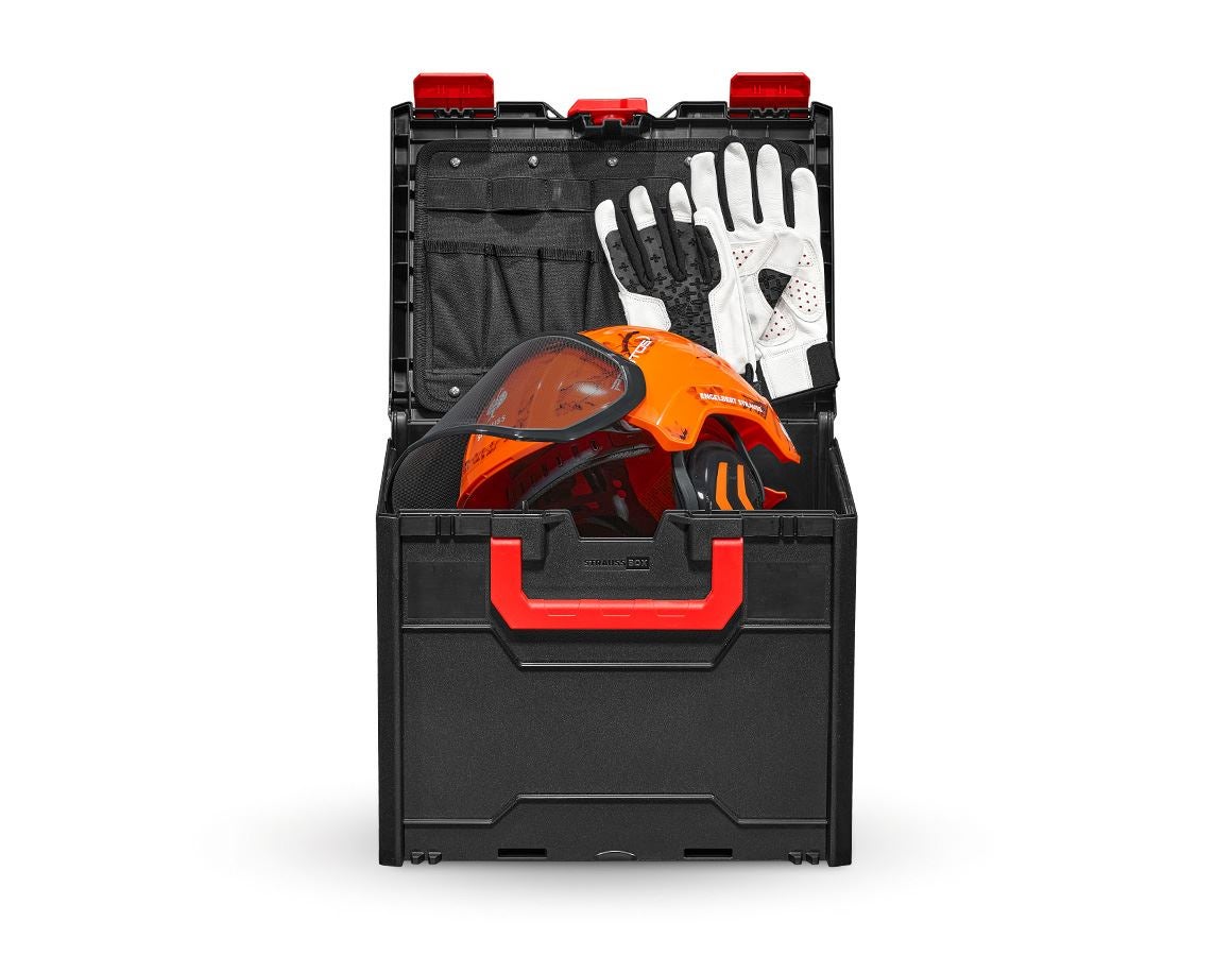 Personal Protection: SET: Forestry helmet Protos + STRAUSSbox 340 midi + high-vis orange woodprint